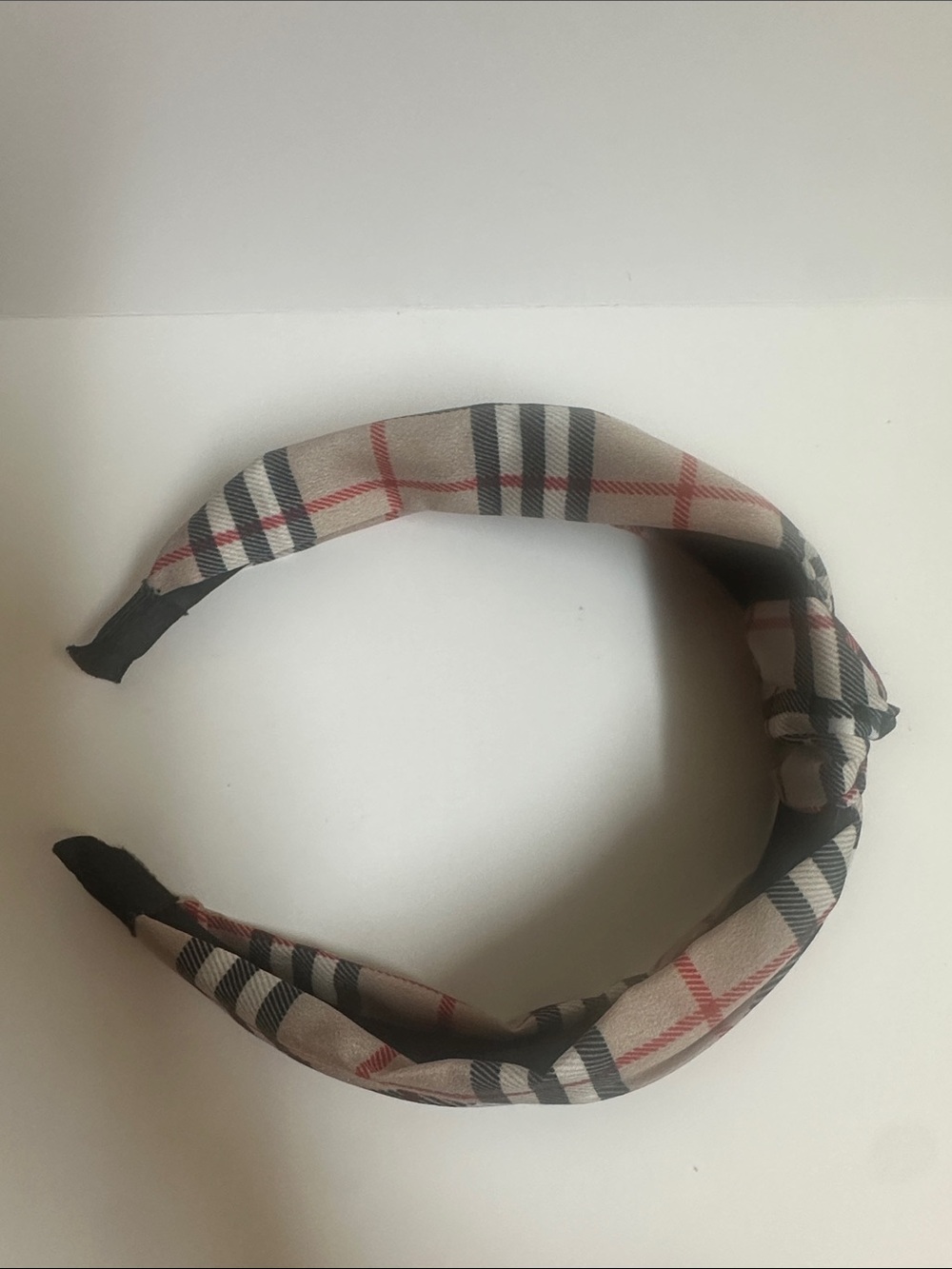 Plaid Knot Headband - Black, Cream & Red - Picture 8 of 9